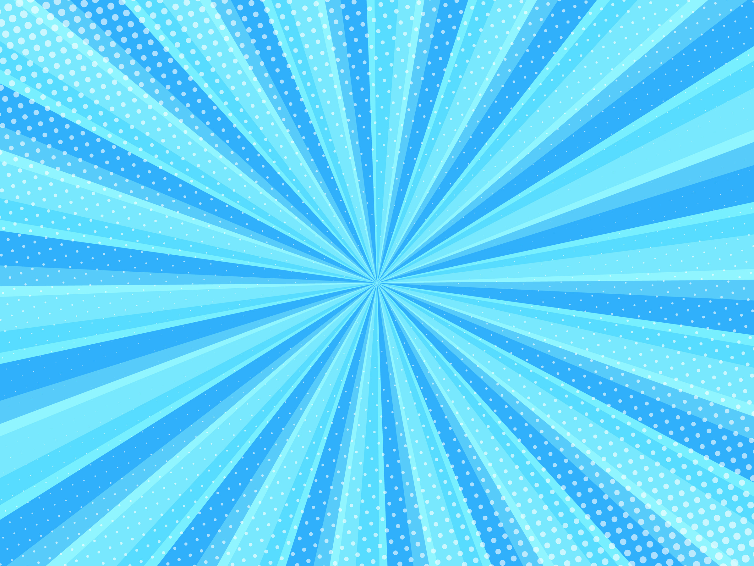 Blue comic cartoon background with halftone, pop art style effect.